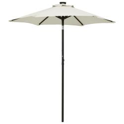 Parasol avec lumi&egrave;res LED sable 200x211 cm aluminium