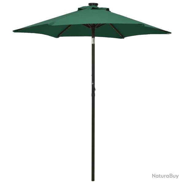 Parasol de avec lumi�res LED vert 200x211 cm aluminium