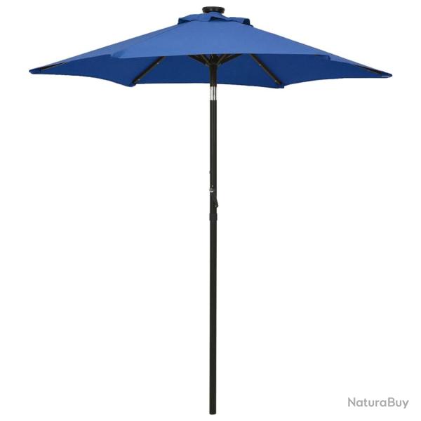 Parasol de avec lumi�res LED bleu azur� aluminium