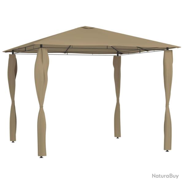 Belv�d�re avec rev�tement de poteaux 3x3x2,6 m Taupe 160 g/m�