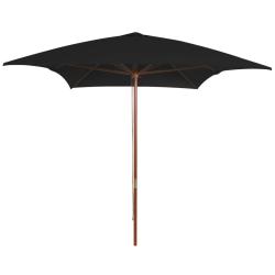 Parasol de avec m&acirc;t en bois noir 200x300 cm