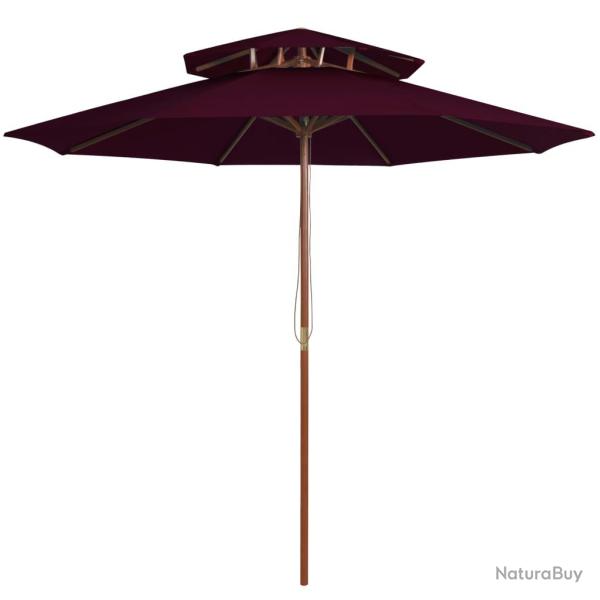 Parasol � deux �tages avec m�t en bois rouge bordeaux 270 cm