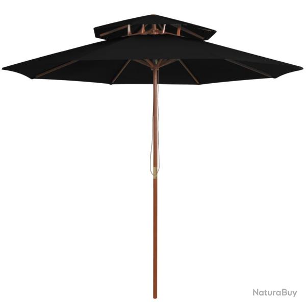 Parasol � deux �tages avec m�t en bois noir 270 cm