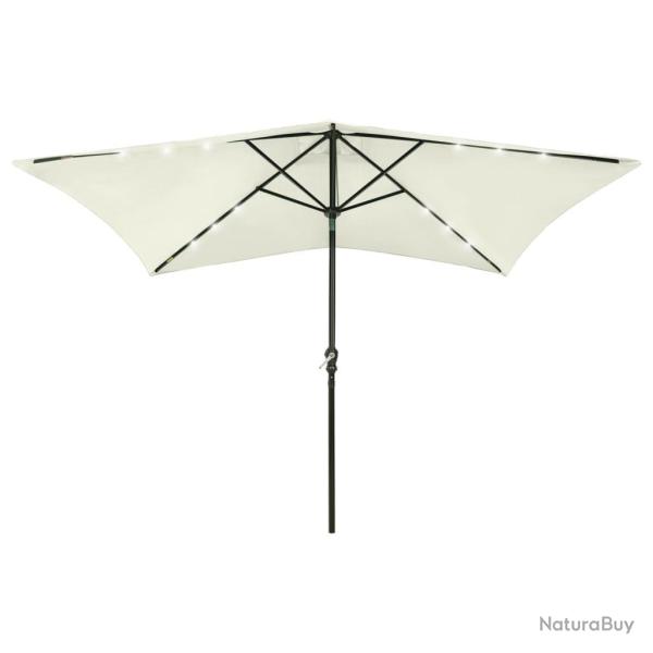 Parasol de avec LED et m�t en acier sable 2x3 m