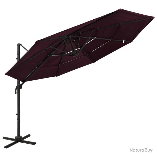 Parasol de � 4 niveaux m�t en aluminium rouge bordeaux