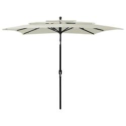 Parasol de &agrave; 3 niveaux avec m&acirc;t en aluminium sable