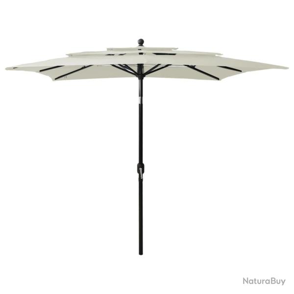 Parasol de � 3 niveaux avec m�t en aluminium sable