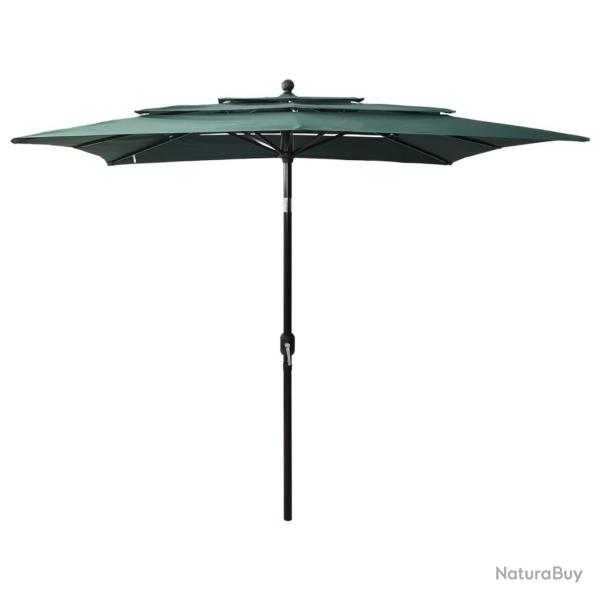 Parasol de � 3 niveaux avec m�t en aluminium vert