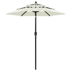 Parasol de &agrave; 3 niveaux avec m&acirc;t en aluminium sable 2 m