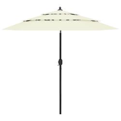 Parasol de &agrave; 3 niveaux avec m&acirc;t en aluminium sable 2,5 m