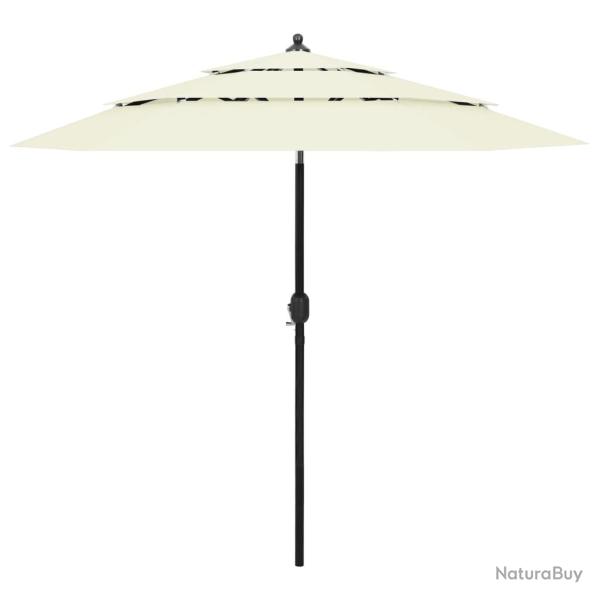 Parasol de � 3 niveaux avec m�t en aluminium sable 2,5 m