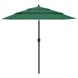 Parasol de &agrave; 3 niveaux avec m&acirc;t en aluminium vert 2,5 m