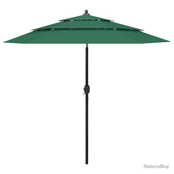 Parasol de � 3 niveaux avec m�t en aluminium vert 2,5 m