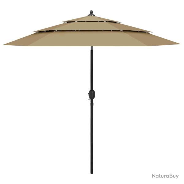 Parasol de � 3 niveaux avec m�t en aluminium taupe 2,5 m
