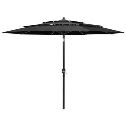 Parasol de &agrave; 3 niveaux avec m&acirc;t en aluminium anthracite