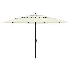 Parasol de &agrave; 3 niveaux avec m&acirc;t en aluminium sable 3,5 m