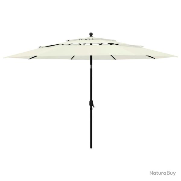 Parasol de � 3 niveaux avec m�t en aluminium sable 3,5 m