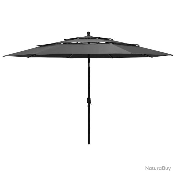 Parasol � 3 niveaux avec m�t en aluminium, anthracite, pour la terrasse