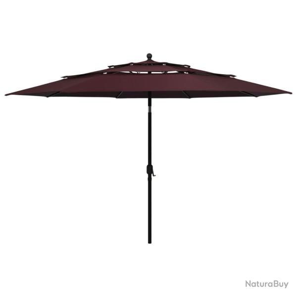 Parasol de � 3 niveaux m�t en aluminium rouge bordeaux