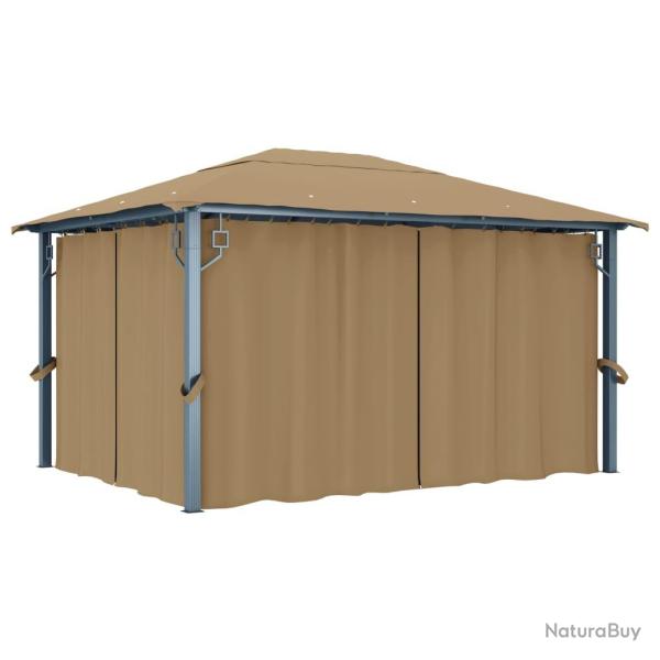 Tonnelle avec rideau 400x300 cm Taupe Aluminium