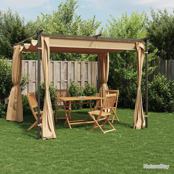 Tonnelle avec rideaux 3x3 m Taupe Acier