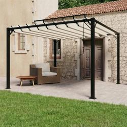 Tonnelle avec toit &agrave; persienne 3x3 m Cr&egrave;me Tissu et aluminium
