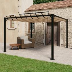 Tonnelle avec toit &agrave; persienne 3x3 m Taupe Tissu et aluminium