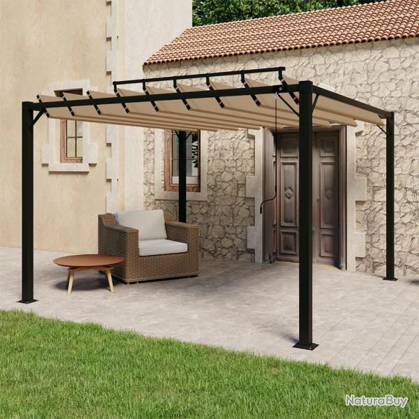 Tonnelle avec toit � persienne 3x3 m Taupe Tissu et aluminium