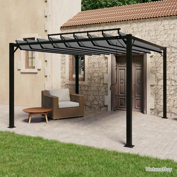 Tonnelle avec toit � persienne 3x3 m Anthracite Tissu aluminium