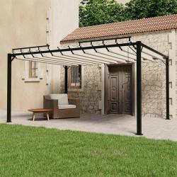 Tonnelle avec toit &agrave; persienne 3x4 m Cr&egrave;me Tissu et aluminium