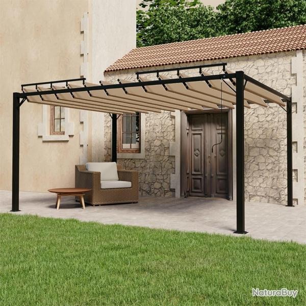 Tonnelle avec toit � persienne 3x4 m Taupe Tissu et aluminium