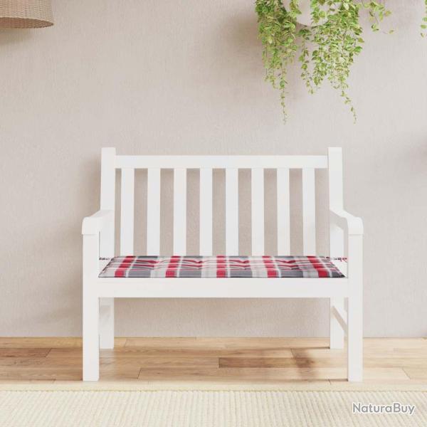 Coussin de banc de motif � carreaux rouges 120x50x3 cm