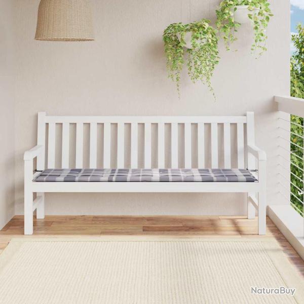 Coussin de banc de motif � carreaux gris 180x50x4 cm