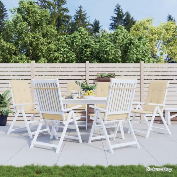 Coussins de chaise de dossier haut lot de 6 beige tissu