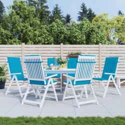 Coussins de chaise de &agrave; dossier haut lot de 6 bleu tissu