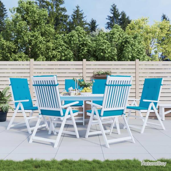 Coussins de chaise de � dossier haut lot de 6 bleu tissu