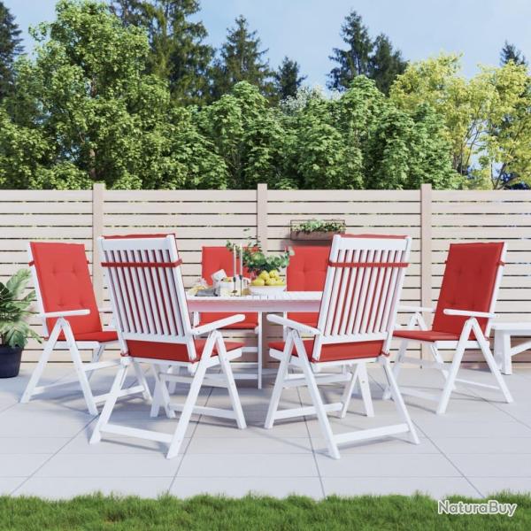 Coussins de chaise de dossier haut lot de 6 rouge tissu