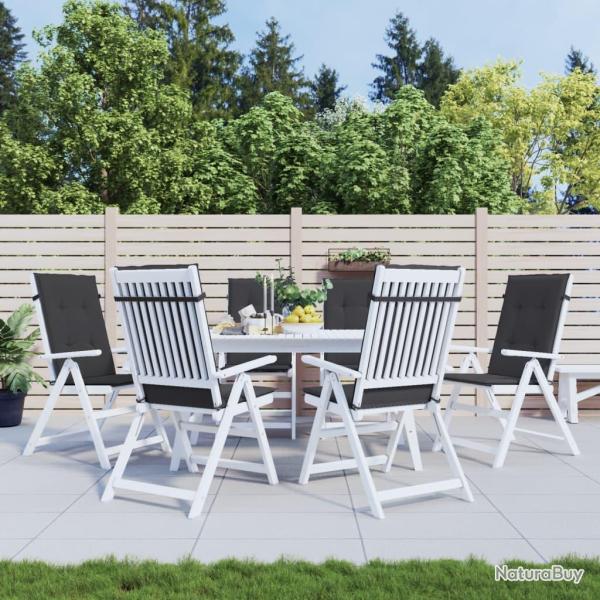 Coussins de chaise de � dossier haut lot de 6 noir tissu