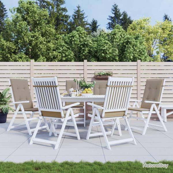 Coussins de chaise de dossier haut lot de 6 taupe tissu