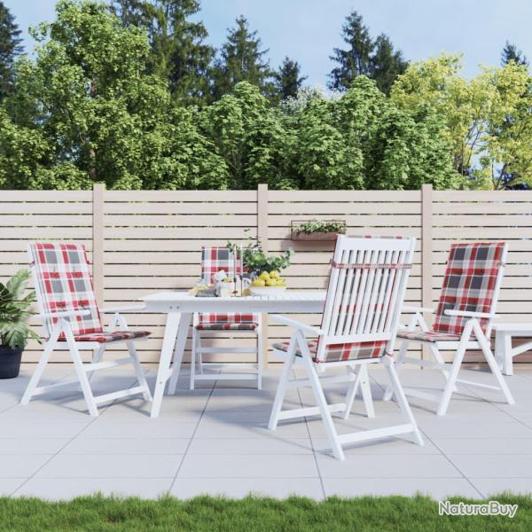 Coussins de chaise dossier haut lot de 4 carreaux rouges