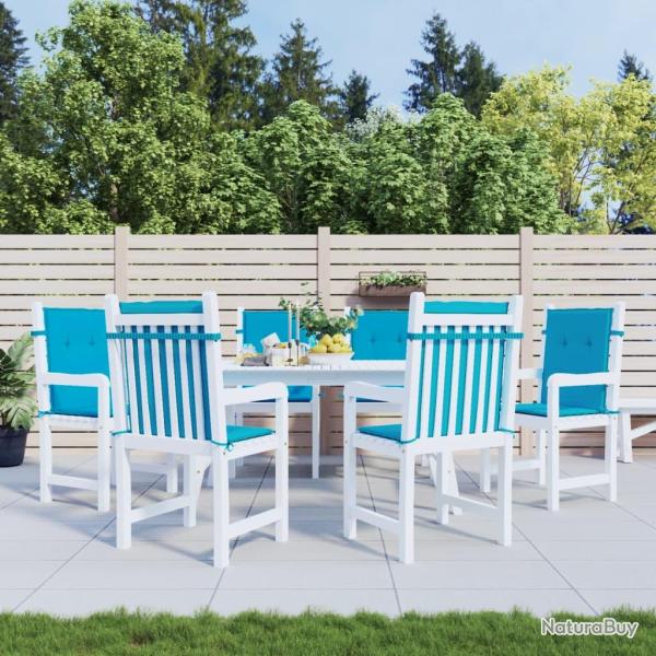 Coussins de chaise de � dossier bas lot de 6 bleu