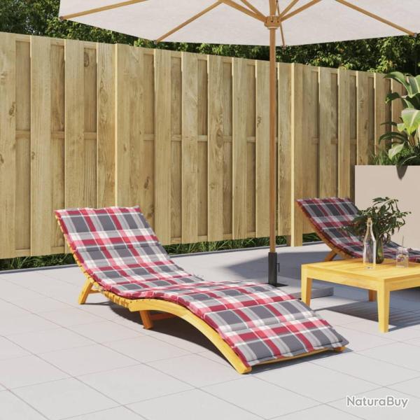 Coussin de chaise longue � carreaux rouge 200x60x3 cm