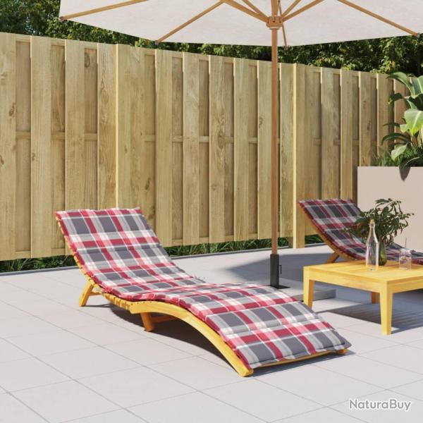 Coussin de chaise longue � carreaux rouge 200x70x3 cm