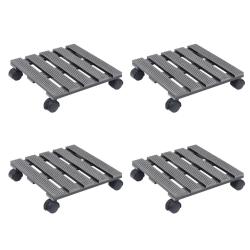 Chariots &agrave; plantes 4 pcs Gris 30x30x7,5 cm WPC