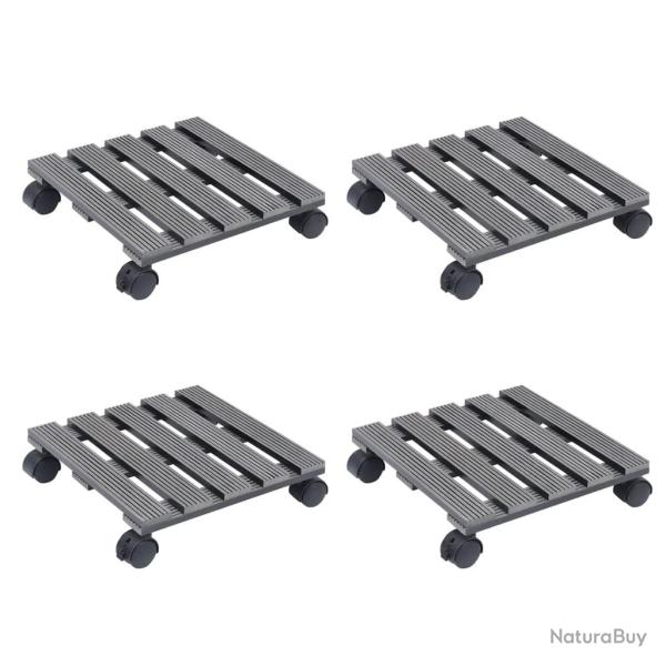 Chariots � plantes 4 pcs Gris 30x30x7,5 cm WPC