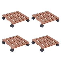 Chariots &agrave; plantes 4 pcs Marron 30x30x7,5 cm WPC