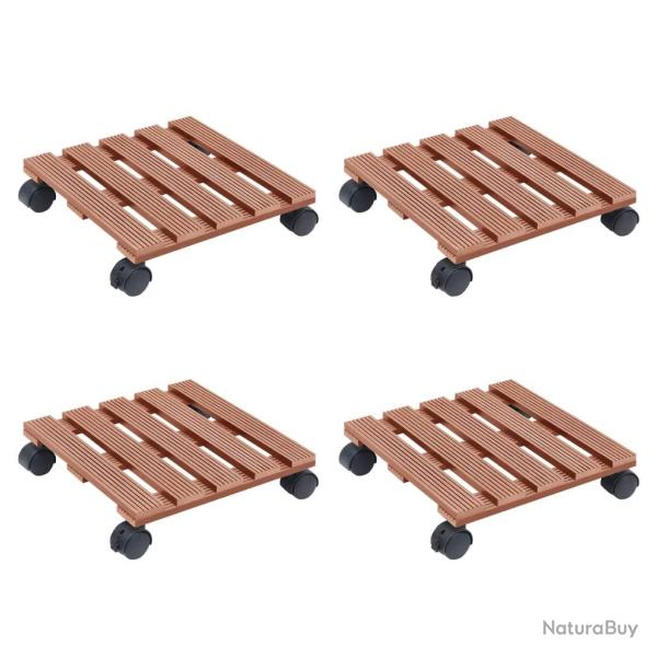 Chariots � plantes 4 pcs Marron 30x30x7,5 cm WPC