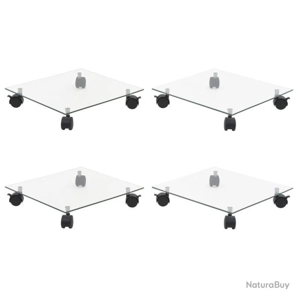 Supports roulants � plantes 4 pcs 35x35 cm Carr� Verre tremp�
