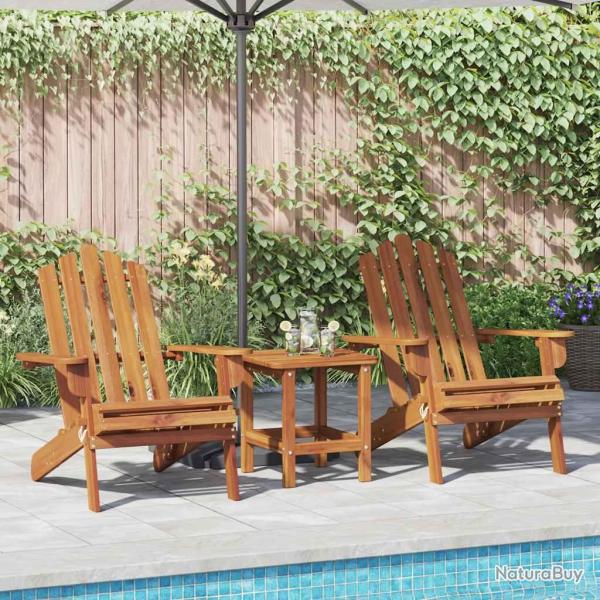 Chaises Adirondack de lot de 2 Bois massif d'acacia