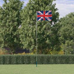 Drapeau du Royaume-Uni et m&acirc;t 5,5 m Aluminium